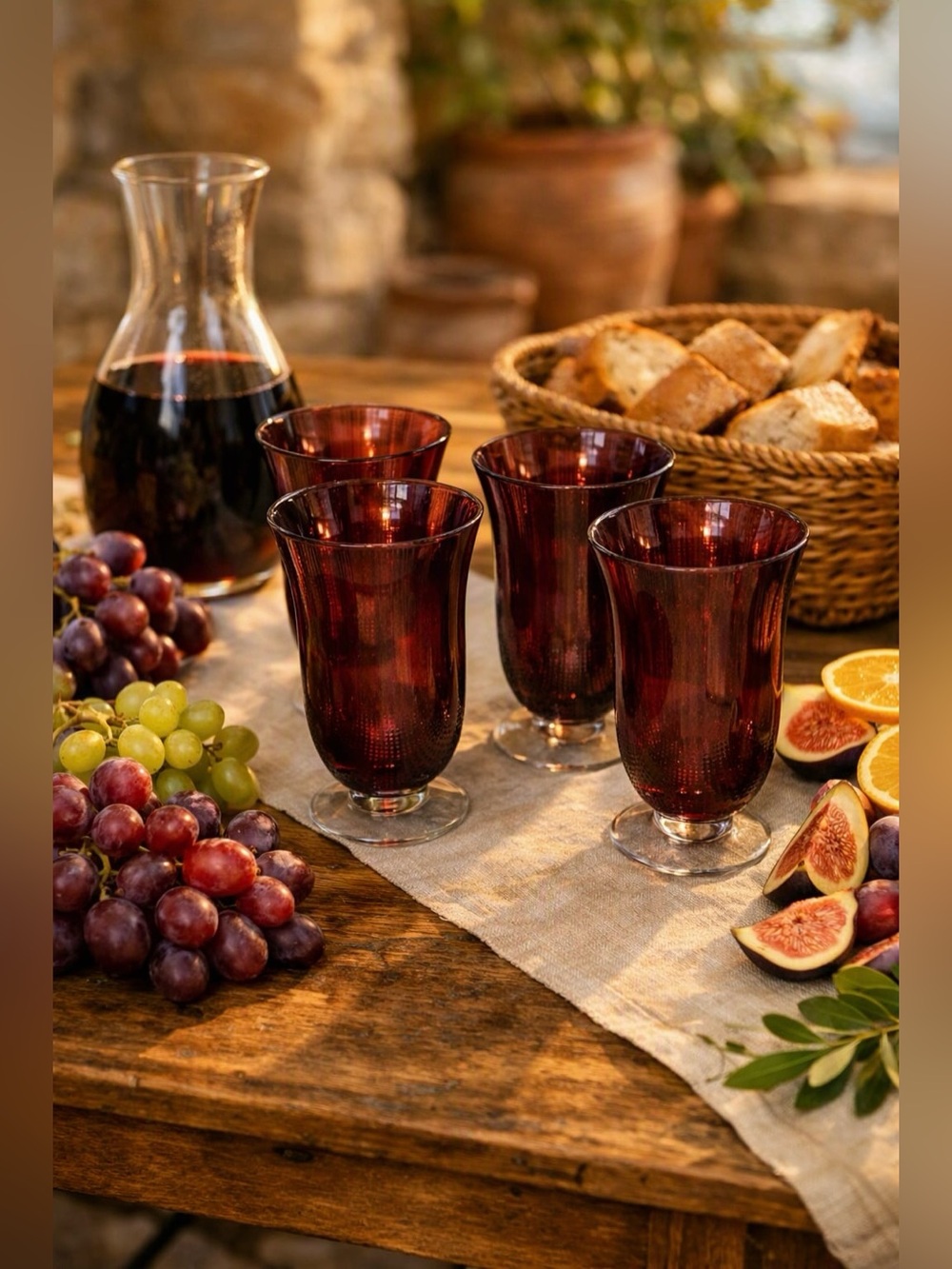 4‑Piece Glassware Set — Burgundy purple  — Standard Size